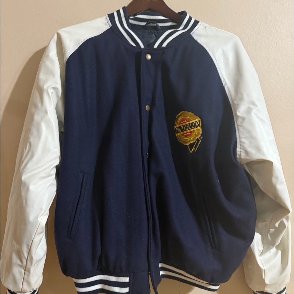 Chrysler Logo Navy and White Varsity Jacket - Picture 2 of 11